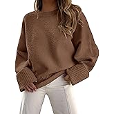 PRETTYGARDEN Women's Fall Oversized Sweaters Casual Crewneck Pullover Long Sleeve Fuzzy Chunky Knit Tops Blouse