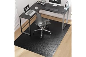 Mymeely Office Chair Mat for Hardwood Floor, 60"x75" Large Black PVC Computer Desk Chair Mat with Unique Pattern for Gaming, Anti-Slip Floor Protector for Home Office, Rolling Chair