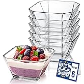 Glass Bowls for Kitchen Prep, Modern Serving Dishes for Dessert, Salad, Fruit, Pudding, Ice Cream, Cereal, Large Capacity 10.25 oz, Stackable Bowls Set of 6