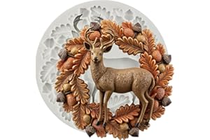 TAOXIBEI Christmas Polymer Clay Mold Christmas Deer Holly Leaf Wreath Silicone Molds for DIY Crafts Epoxy Resin Casting Air Dry Polymer Clay Plaster Jewelry Making
