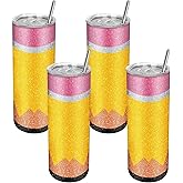 Denylo pro 4 Pcs Christmas Tumbler Stainless Steel 20 oz Christmas Mug Glitter Stainless Steel Pencil Tumbler for Teacher Appreciation Gifts Party Decorations Holiday Gifts