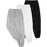 Aocku 3 Pack Girls Sweatpants Girls Joggers Pants Athletic Waisted Sweatpants for Kids Youth with Pocket Drawstring