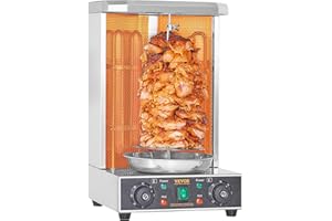 VEVOR Shawarma Grill Machine, 13 lbs Capacity, Chicken Shawarma Cooker Machine with 2 Burners, Electric Vertical Broiler Gyro