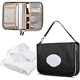Rexmica Diaper Clutch Bag with 2 Pieces Wipes Dispensers, Small Diaper Bag with Multiple Pockets for Storage of Baby Necessities, Baby Travel Essential, Black