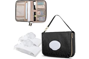 Rexmica Diaper Clutch Bag with 2 Pieces Wipes Dispensers, Small Diaper Bag with Multiple Pockets for Storage of Baby Necessities, Baby Travel Essential, Black