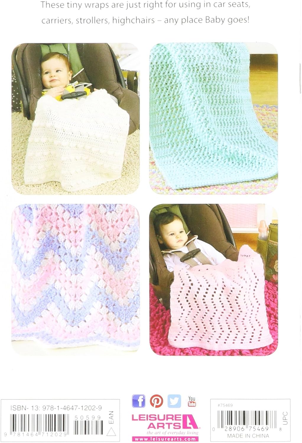 Leisure Arts Crochet Car Seat Blankets, Other, Multicoloured, 2.63 x 15.97 x 23.59 cm, Multicolor - Image 3