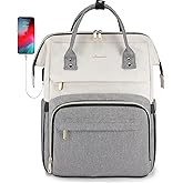 LOVEVOOK Laptop Backpack for Women, Fashion Computer Backpacks Purse, School Student Bookbag for Girl, Business Travel Bags, Doctor Nurse Backpack for Work, Fits 15.6-Inch Laptop, Beige Grey