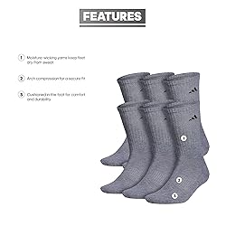 adidas Men's Athletic 6-Pack, Cushioned Crew Socks