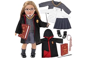 EBUDDY 18 inch Doll Clothes and Accessories School Uniform Costume Doll Clothing Accessories Set 10 Pcs for 18 inch Girl Dolls