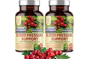 NUMBER ONE NUTRITION 2-Pack N1N Premium Blood Pressure Support with Hawthorn and Hibiscus [13 Potent Ingredients], Natural Supplement to Support Blood Flow Health, 180 Caps