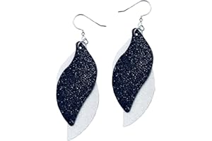 MALL OF STYLE Green and Gold Earrings - Black & White Earrings - Blue & Gold Earrings - Double Layer Earrings - Red & Black Earrings for Women - Baseball, Football, Soccer, Basketball, Softball Team Color Earring