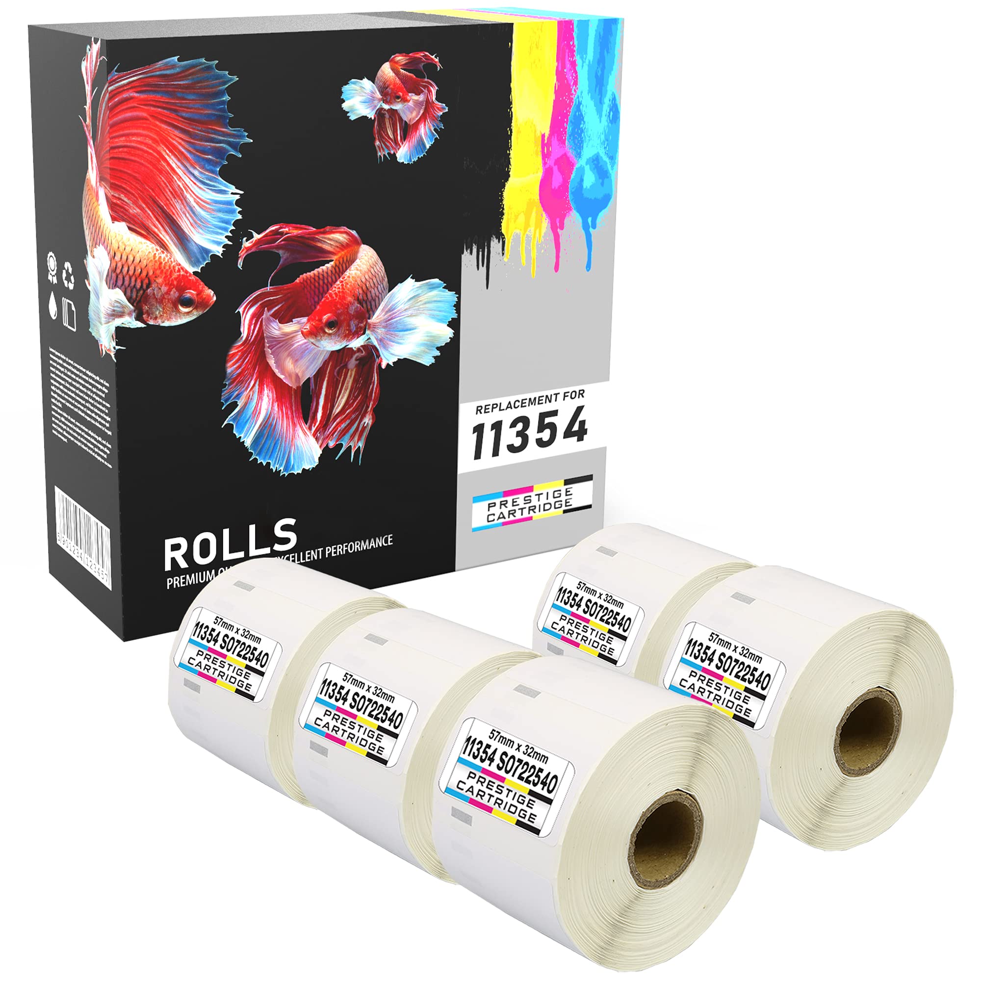 Prestige Cartridge 11354 57 mm x 32 mm Address Labels Roll for Dymo Labelwriter 320/400/450/4XL (Pack of 5)