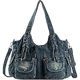 iPinee Designer Denim Handbags for Women Hobo Tote Bag Crossbody Denim Purses Blue Jean Shoulder Bag