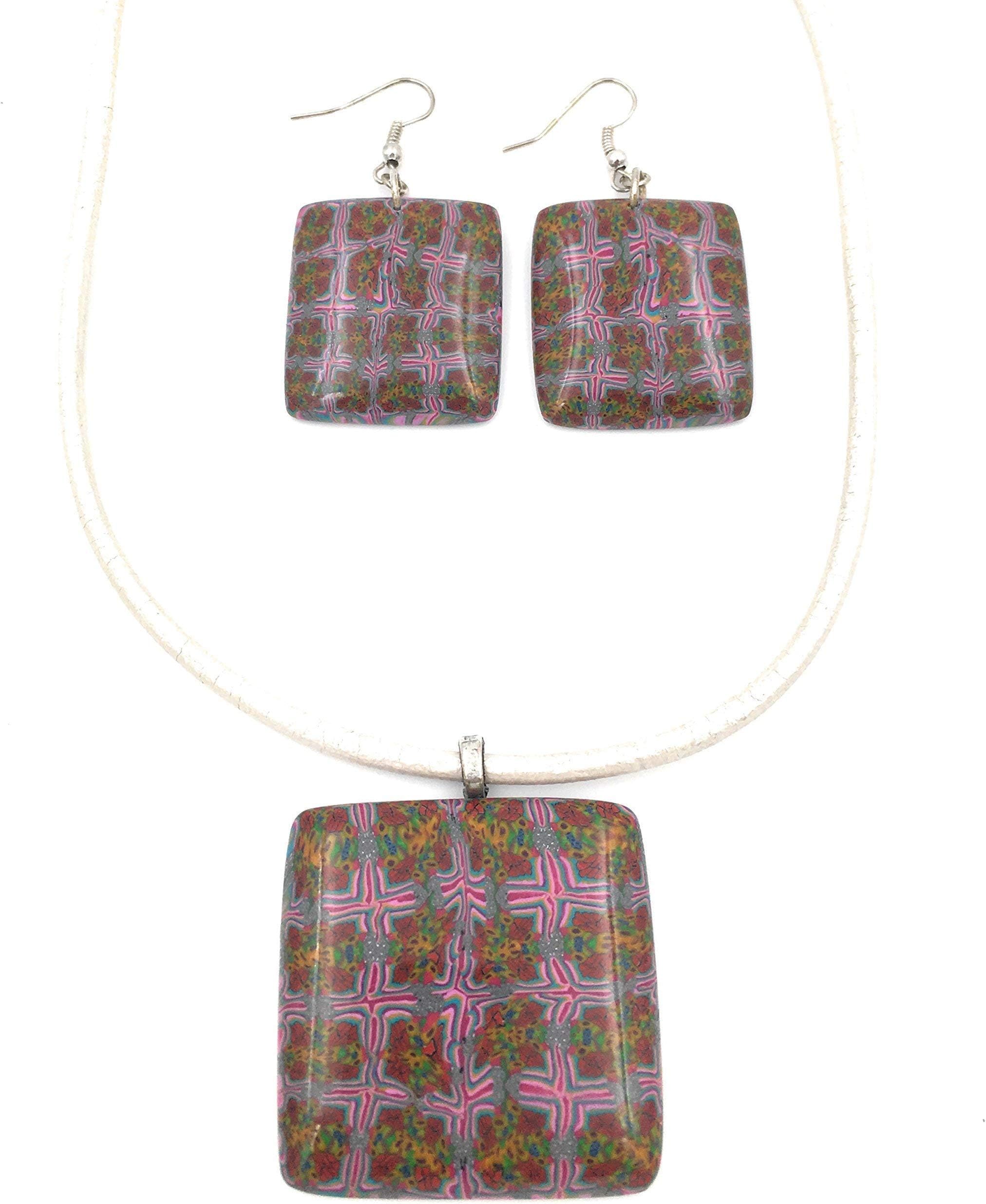 Set of Choker and Earrings Set in Polymer Clay, Multicolor, Woman, Handmade by Nauta