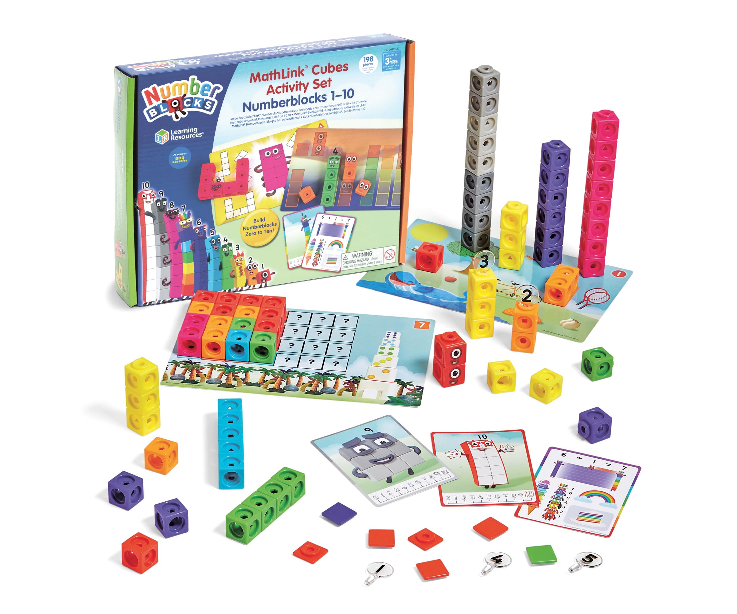 Learning Resources Numberblocks MathLink Cubes Activity Set, Ages 3+, Build Numberblocks 1–10, Learn Counting & Number Sense