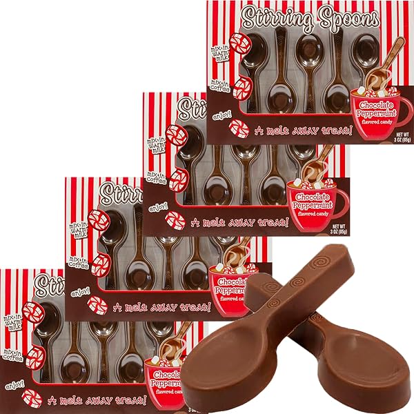 FRUIDLES CHOCOLATE PEPPERMINT FLAVORED STIRRING SPOONS, CANDY HOT...