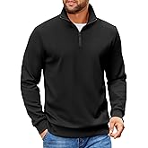 COOFANDY Mens Quarter Zip Pullover Sweatshirts Lightweight Long Sleeve Mock Neck Sweater Polo