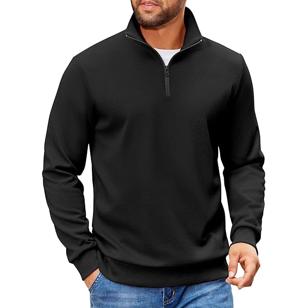 Amazon.com: Perry Ellis Men's 1/4 Zip Long Sleeve Heather Stretch
