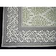 India Arts French Floral Square Cotton Tablecloth 70" x 70" Olive & Black