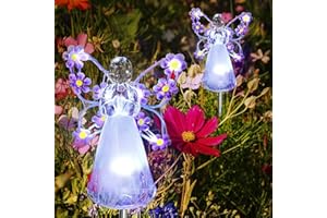 Flumy Solar Lights Outdoor Waterproof 2 Packs,Cemetery Grave Decorations,Memorial Gift,Christmas Yard Art,Solar Lights for Outside Gardening Supplies, Iron Winged Angel Light Solar Powered,Purple