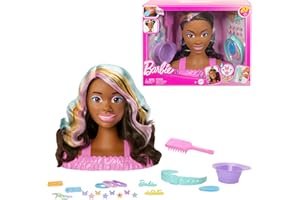 Barbie Doll Styling Head, Brown Hair with 20+ Hair Styling Accessories Including Star & Butterfly Color Change Hair Clips