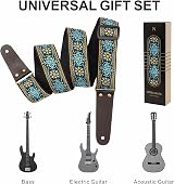 Nefelibata Guitar Strap Embroidered Cotton with Cowhide Ends 38–64in view 5
