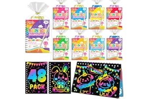 FEREDO KIDS Party Favors for Kids: 48 Pack Rainbow Scratch Art Notebook Students Classroom Goodie Bag Items Bulk for Girls Bo