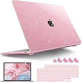 Tuiklol for MacBook Air 13 inch 2021-2018 Release M1 A2337/A2179/A1932 with Retina Display Touch ID,Hard Shell Case and Keyboard Cover for MacBook Air 13.3'' Cover,Glitter Pink