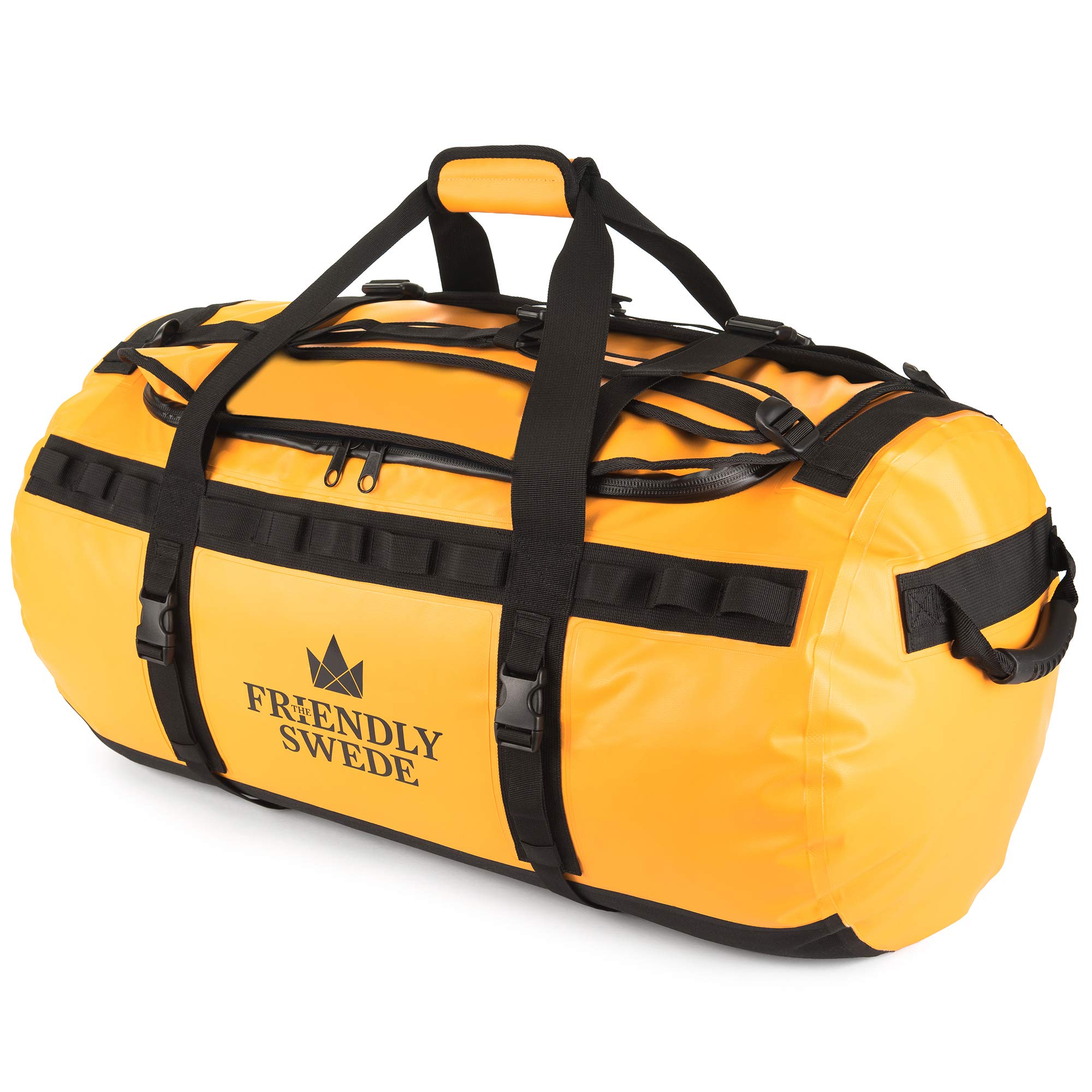 The Friendly Swede SANDHAMN Waterproof Travel Duffel Bag 30L 60L 90L Duffel Dry Bag with Backpack Function Yellow 90L — image 1