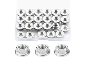 JMINRUN 5/16"-18 40 PCS SEA Flange Nuts Assortment Kit, 304 Stainless Steel Serrated Flange Hex Lock Nuts