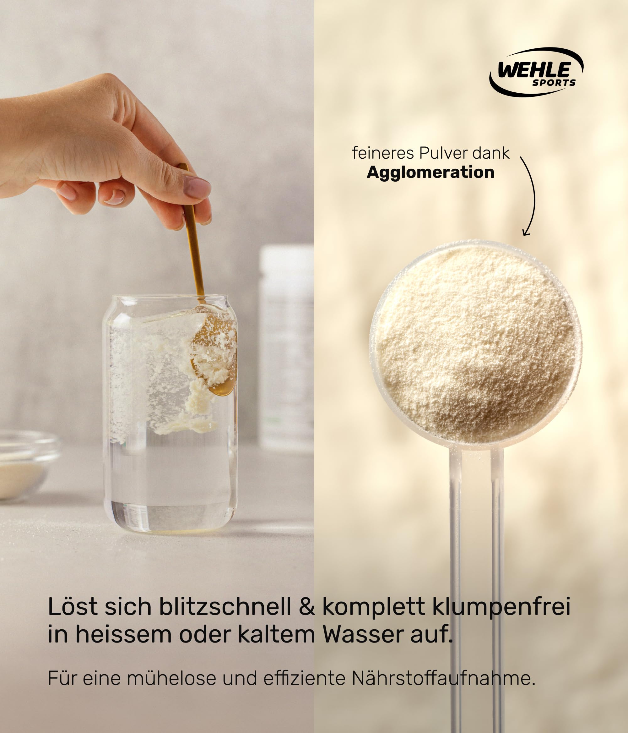 Collagen Pulver 1 kg – Kollagenhydrolysat Peptide Typ I, II & III – Geschmacksneutrales Eiweißpulver – Made in Germany – Wehle Sports (1000g (1er Pack)) - Verpackung kann variieren.