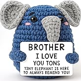 BackURyear Mini Brother Gifts from Sisters Brothers, Little Big Brother Christmas Birthday Presents, Cute Handmade Crochet Elephant Gift, I Love You Tons Cool Stuff Things