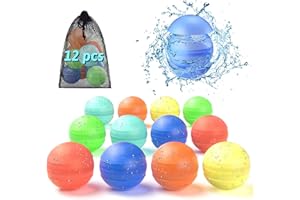 ALAFLY 12 Pack Reusable Water Balloons [One Hand Quick Fill] Dual-End Auto Sealing Pool Toy Water Balls for Kids/Adults, Summ