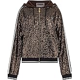 GUESS womens Mini Sequins Full Zip Sweatshirt