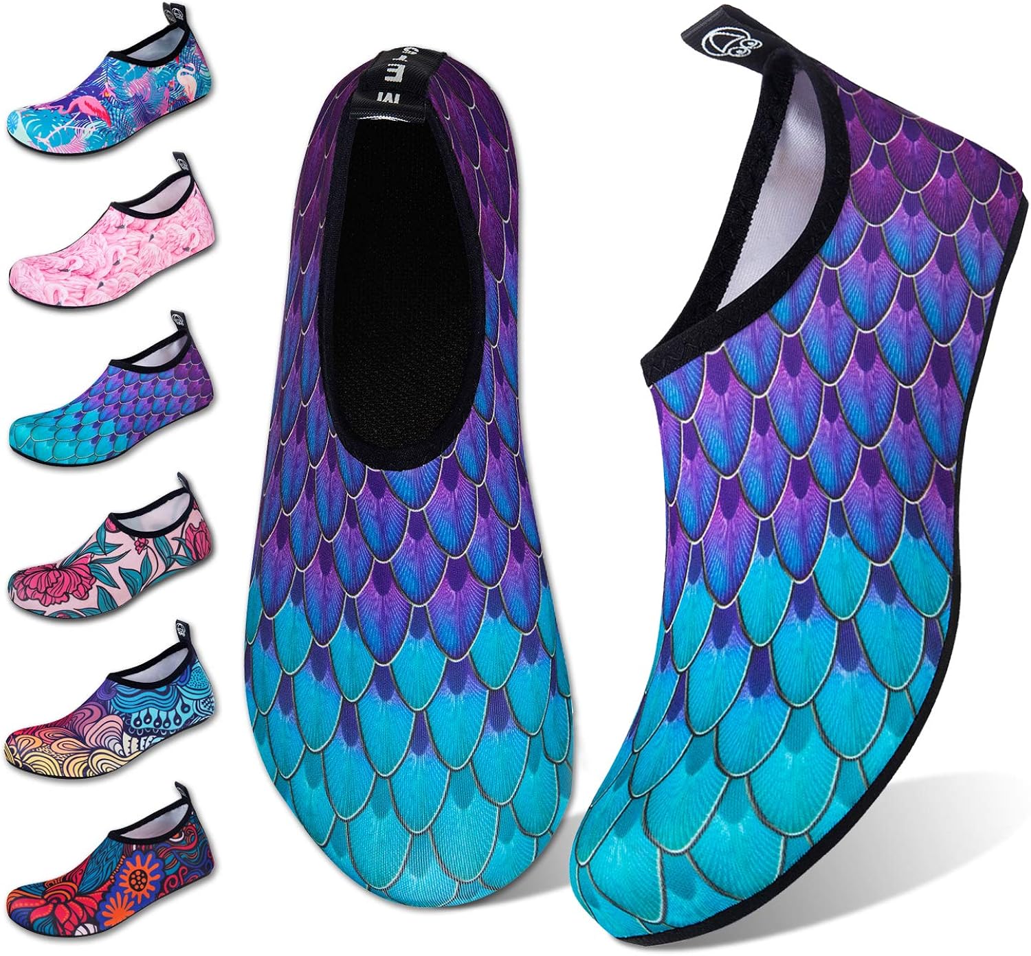  | Water Shoes for Womens Mens Barefoot Quick-Dry Aqua Socks for Beach Swim Surf Yoga Exercise New Translucent Color Soles | Water Shoes