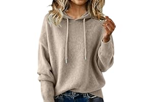 GENERIC Cozy Cashmere Sweaters for Women Soft Plain Knit Wool Drawstring Hoodie Warm Fall Winter Fashion Clothes Plus Size 2025