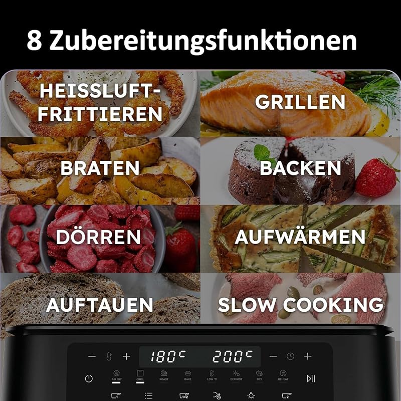 Heißluftfritteuse Flex | 11 L Airfryer Dual I 9 Portionen