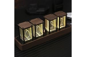 ClocTeck Nixie Tube Clock Walnut Digital Clock, Support Wi-Fi Time SYNC, Alarm & Timer, 12/24H Display, A Retro Gift for Friends
