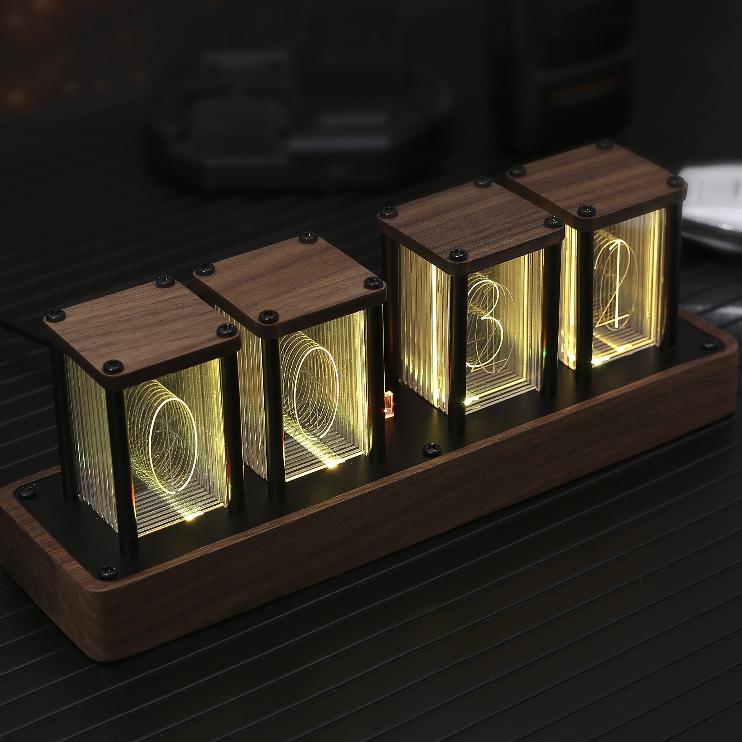 Photo 1 of ClocTeck Nixie Tube Clock Walnut Digital Clock, Support Wi-Fi Time SYNC, Alarm & Timer, 12/24H Display, A Retro Gift for Friends