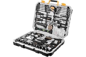 DEKOPRO 218-Piece General Household Hand Tool Kit, Professional Auto Repair Tool Set with Plier, Screwdriver Set, Socket Set,
