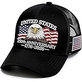 250 Anniversary USA Hat 1776-2026 Adjustable Embroidered Patriots Eagle Trucker Cap America 250th Mesh-Back Cap for Men Women