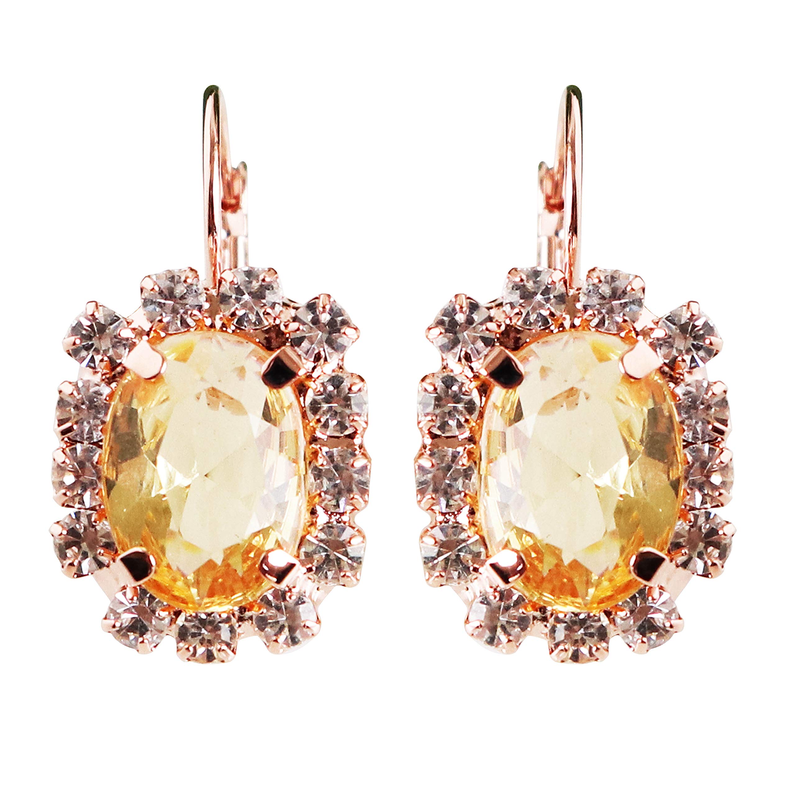 Navachi 18k Gold Plated Crystal White Oval Zircon Hoop Az1704e Leverback Earrings