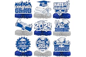 YAVXZVBW 9Pcs Graduation Party Decorations Congrats Grad Table Centerpiece Class of 2024 Graduation Table Decorations for Graduation Party Supplies (blue)