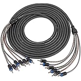 NVX® XIV65 16.4 ft (5 Meter) Oxygen Free Copper 5/6-Channel Twisted Pair V-Series Car Audio RCA Audio Interconnect Cable with Shielded Noise Reduction and Split-tip Silver-Plated Ends