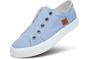 XRH Women's Slip on Shoes Non Slip Fashion Canvas Sneakers Low Top Casual Shoes