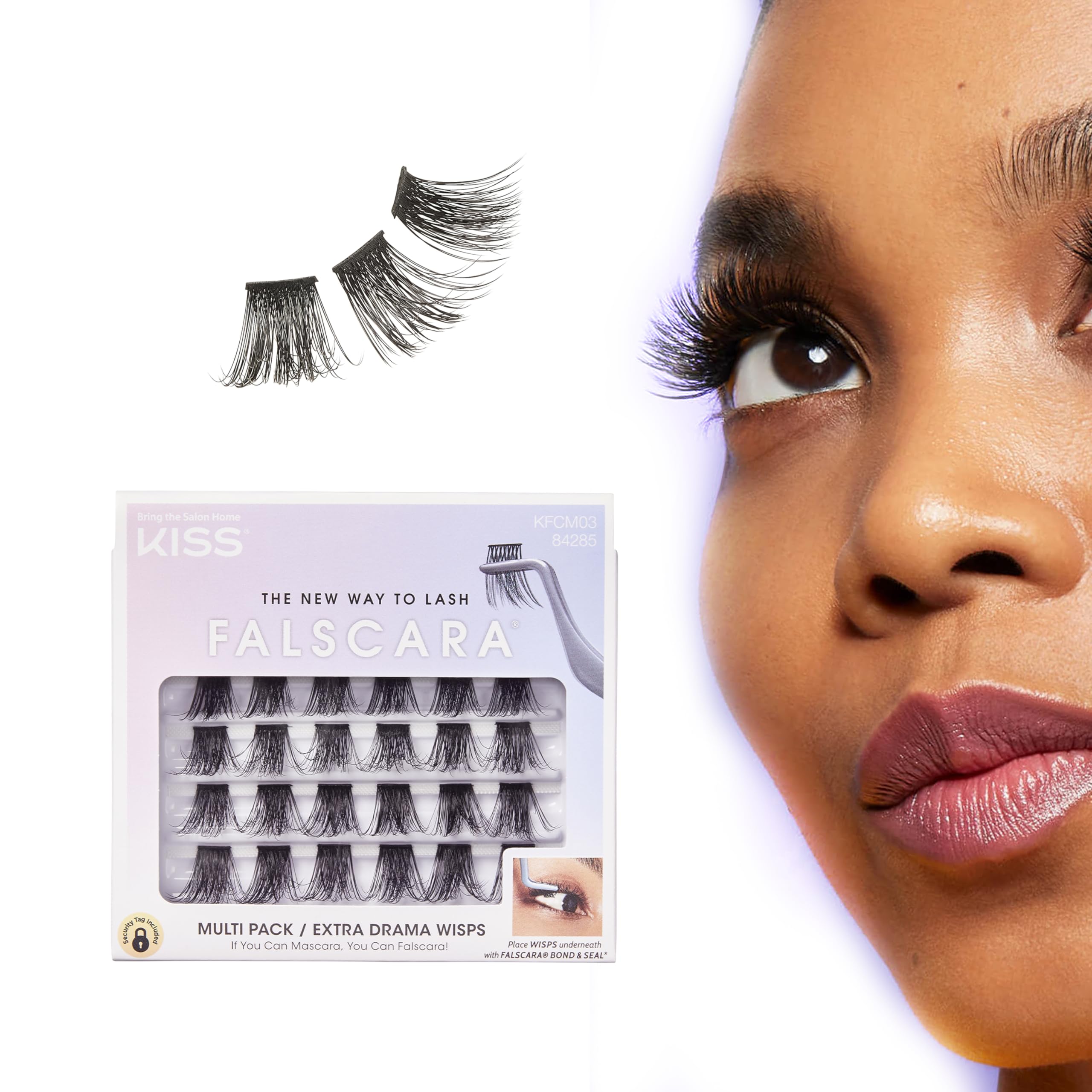 KISS Falscara Wisps Multipack, Style 03, Reusable Featherlight Eyelash Lengthening Wisps Black — image 1