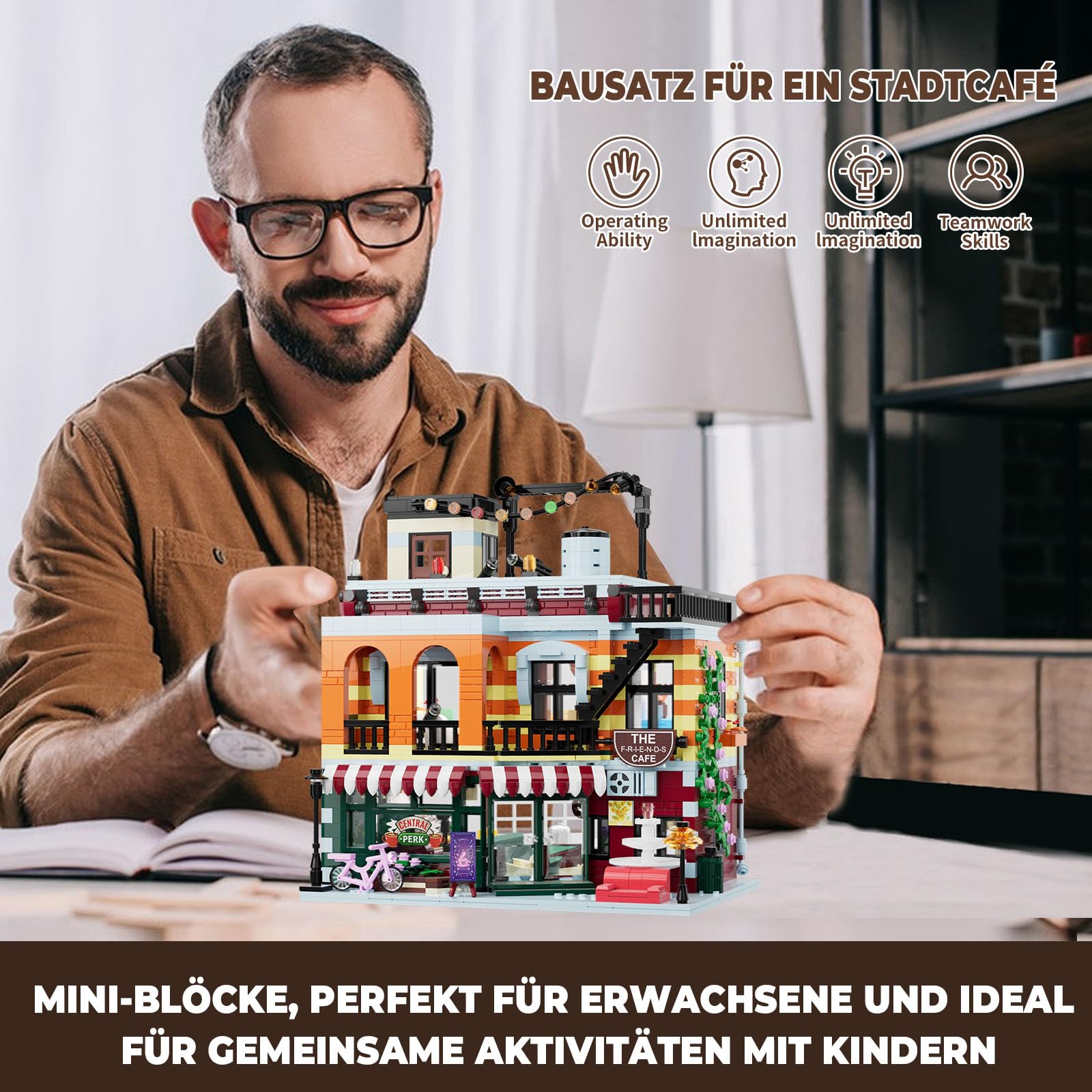 TOY PLAYER Mini Coffee House Klemmbausteine Baukasten, Nicht Kompatibel mit Lego, MOC Konstruktionsspielzeug, Geschenke für Mädchen und Jungen ab 8 Jahren(1504PCS) 6