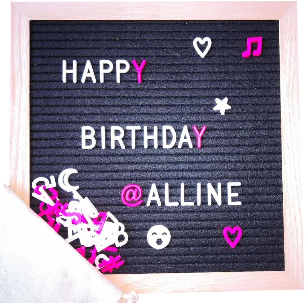 Changeable Felt Letter Board, 10 X 10 Inch Black Felt with Solid Oak Frame, Quote Notice Board Letters Sign with 510 Characters (black 10x10)