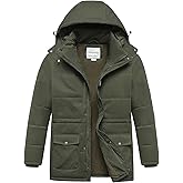 Chrisuno Men's Big and Tall Winter Coat Insulated Military Parka Jacket Waterproof Fleece Lined Thickened Detachable Hood