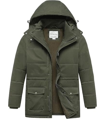 Soularge Men's Big and Tall Winter Warm Utility Jacket Coat(Army